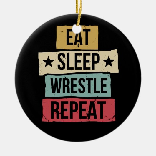 Sleep Wrestle wiederholen Wrestling Wrestler Retro Keramik Ornament (Vorne)