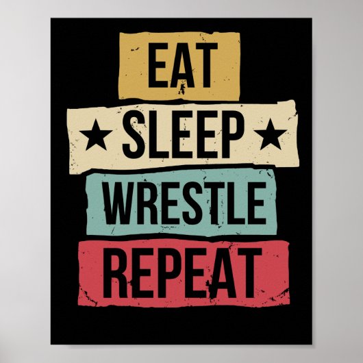 Sleep Wrestle wiederholen Wrestling Wrestler Retro Poster (Vorne)