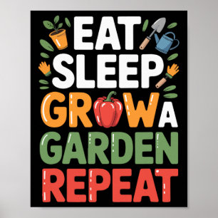 Sleep zu essen Ein Garten wiederholen Funny Gamer Poster