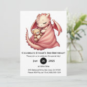 Sleeping Baby Dragon with Teddy Birthday Einladung (Stehend Vorderseite)