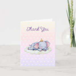 Sleeping Baby Elephant Baby Shower Thank You Card Dankeskarte