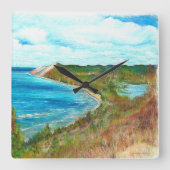 Sleeping Bear Dunes Lakeshore Michigan Beach Quadratische Wanduhr (Vorderseite)