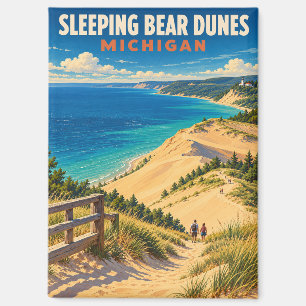 Sleeping Bear Dunes Michigan Vintage Reise Kunst Magnet