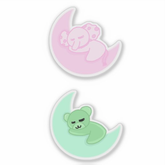 Sleeping Bear & Elephant Sticker Pack For Kids (Vorderseite)