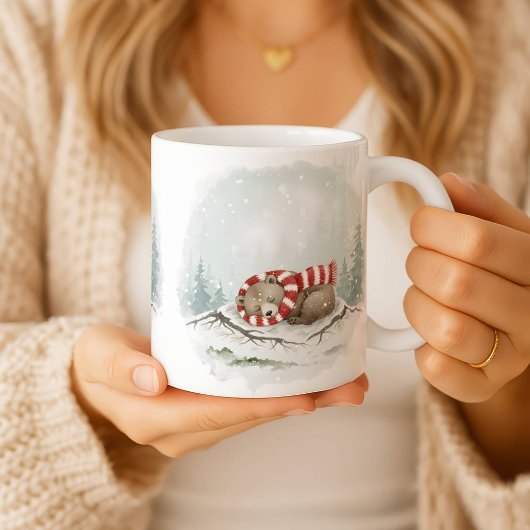Sleeping Bear Mug Cozy Wasserfarben-Weihnachtsgesc Kaffeetasse