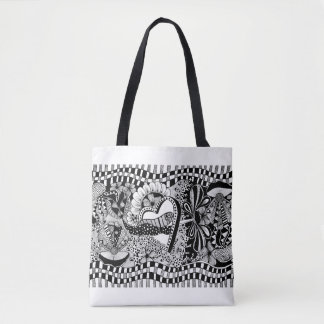 Sleeping Beauty – Monochrome Floral Hand-Drawn Art Tasche