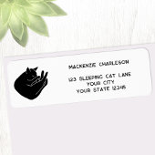Sleeping Black Cat Return Address Label