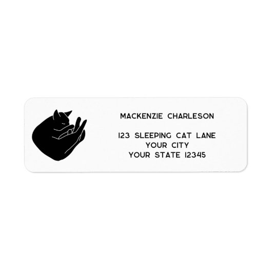 Sleeping Black Cat Return Address Label (Vorne)