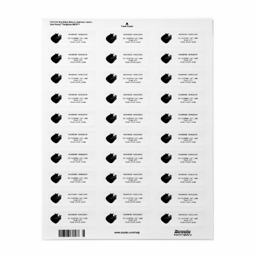 Sleeping Black Cat Return Address Label (Vorne)