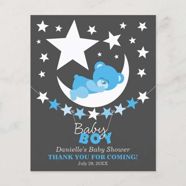 Sleeping Blue Boy Teddy Bar Gastgeschenk Vielen Da (Vorderseite)