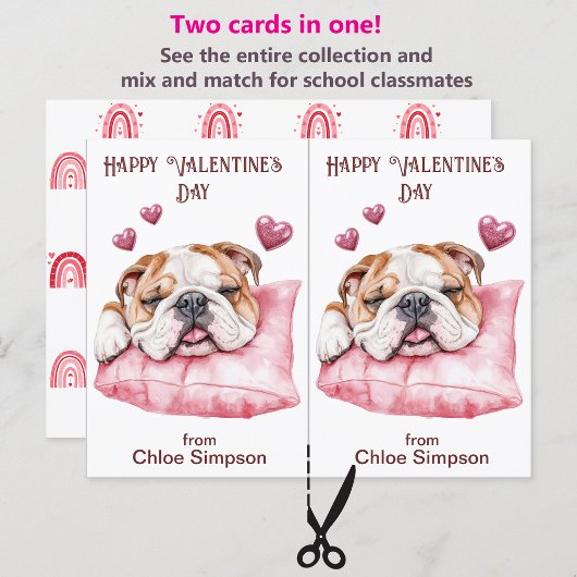 Sleeping Bulldog Kid's Valentine-Klassenzimmer-Kar Postkarte