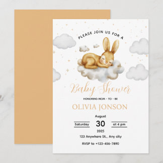 Sleeping Bunny Baby Shower Invitation Einladung