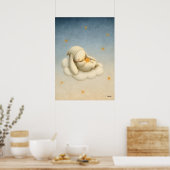 Sleeping Bunny Cloud Nursery Baby Illustration Poster (Küche)