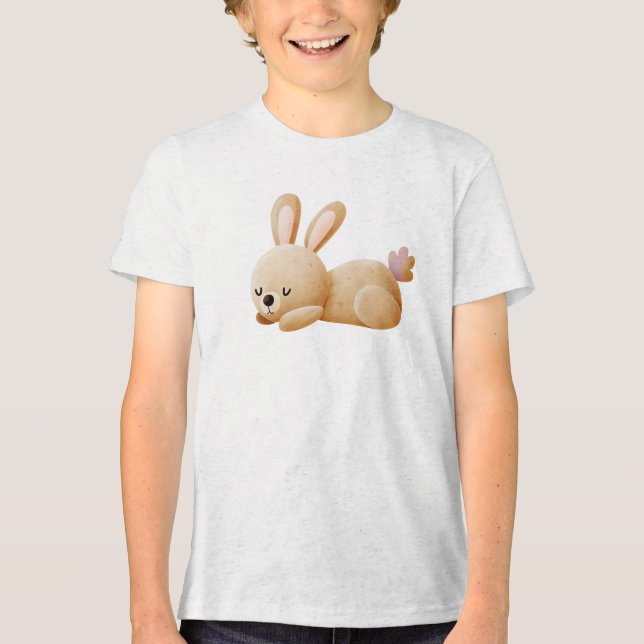 Sleeping Bunny Illustration Tri-Blend Shirt (Vorderseite)