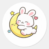 Sleeping Bunny Moon Easter Design Runder Aufkleber (Vorderseite)