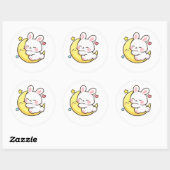 Sleeping Bunny Moon Easter Design Runder Aufkleber (Blatt)