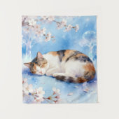 Sleeping Calico Dreaming of Hanami Wandteppich (Vorderseite)