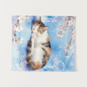 Sleeping Calico Dreaming of Hanami Wandteppich (Vorderseite (Horizontal))