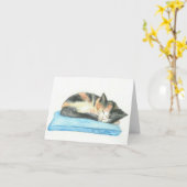 Sleeping Calico Kitten Notecard Karte (Gelbe Blume)