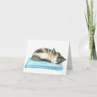 Sleeping Calico Kitten Notecard Karte