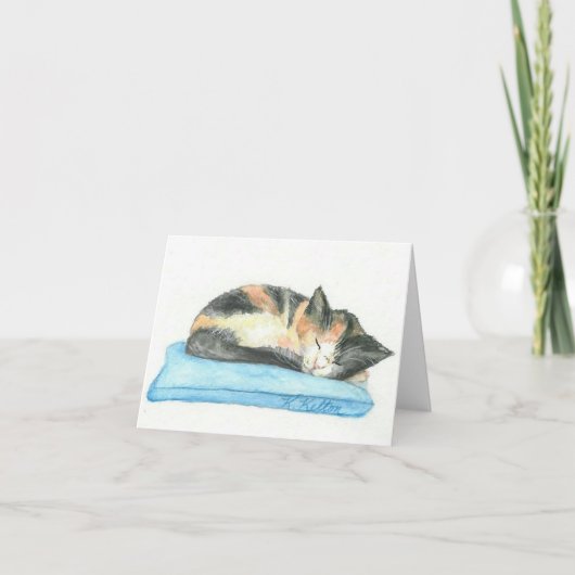 Sleeping Calico Kitten Notecard Karte (Vorderseite)