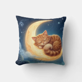 Sleeping Cat on Moon Nursery Throw Pillow Kissen