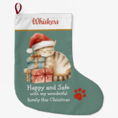 Sleeping Cat on Presents Christmas Stocking – Cozy Großer Weihnachtsstrumpf (Vorderseite)