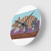 Sleeping Cat with Sneaky Mice Throw Pillow Runde Wanduhr (Winkel)