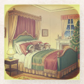 Sleeping Christmas Cats Glass Coaster Glasuntersetzer (Vorderseite)