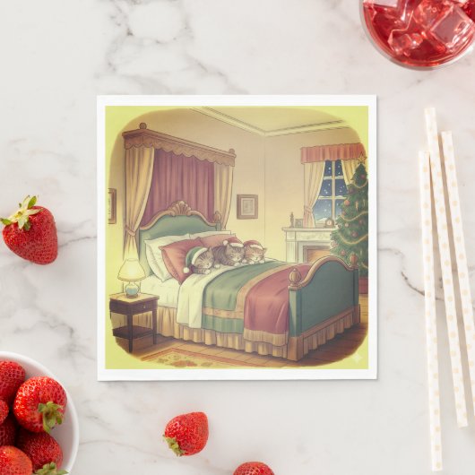 Sleeping Christmas Cats Napkins Serviette (Beispiel)