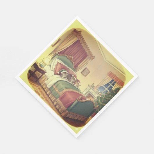 Sleeping Christmas Cats Napkins Serviette (Ecke)