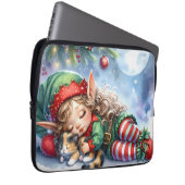 Sleeping Christmas Elf with Calico Kitten Laptopschutzhülle (Vorne Rechts)