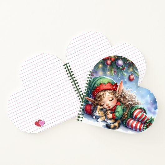 Sleeping Christmas Elf with Calico Kitten Notizblock (Innenseite)