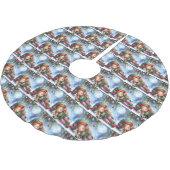 Sleeping Christmas Elf with Calico Kitten Polyester Weihnachtsbaumdecke (Schrägansicht)