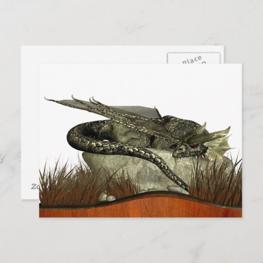 Sleeping Dragon on a Rock Postkarte (Vorne/Hinten)