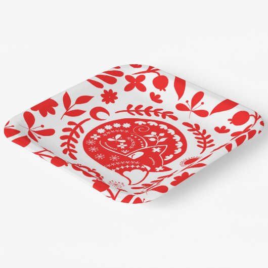 Sleeping Fox Folk Art Pappteller (Gewinkelt)