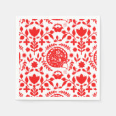 Sleeping Fox Folk Art Serviette (Vorderseite)