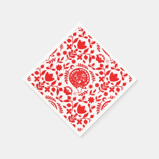 Sleeping Fox Folk Art Serviette (Ecke)