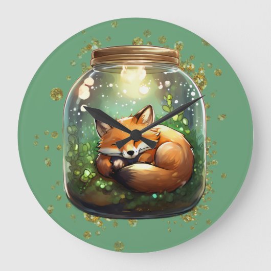 Sleeping Fox Große Wanduhr (Vorderseite)
