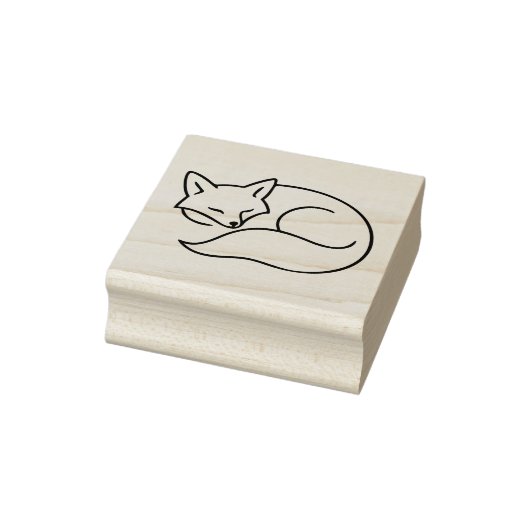 Sleeping Fox Line Art – Minimal Animal Ilustration Gummistempel (Stempel)