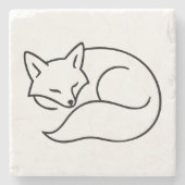 Sleeping Fox Line Art – Minimalist Home Accent Steinuntersetzer (Vorderseite)