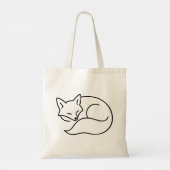 Sleeping Fox Line Art – Minimalist Woodland Animal Tragetasche (Rückseite)