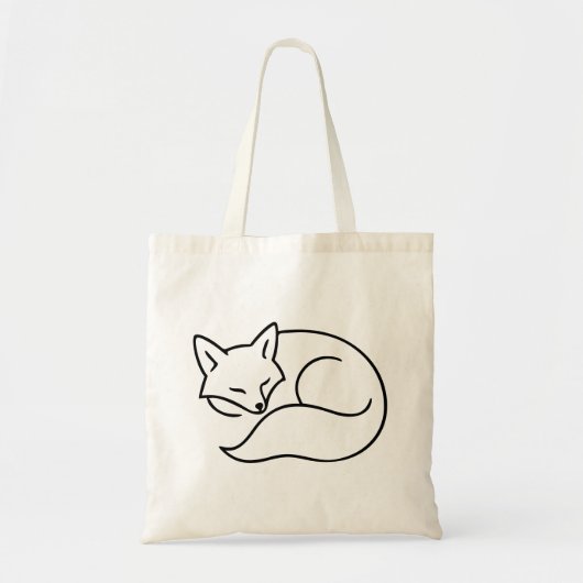 Sleeping Fox Line Art – Minimalist Woodland Animal Tragetasche (Vorne)