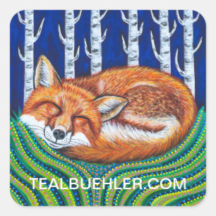 sLEEPING fOX Quadratischer Aufkleber