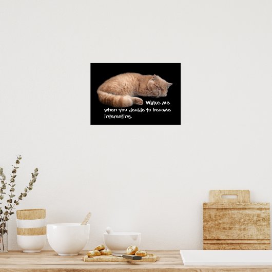 Sleeping Ginger Cat Funny Weckte Me Quote Poster (Küche)