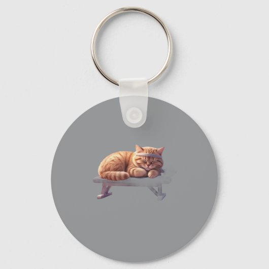 Sleeping Ginger Cat Keychain Schlüsselanhänger (Vorderseite)