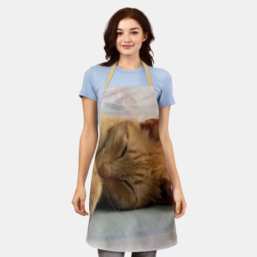 Sleeping Ginger Cat Schürze (Getragen)