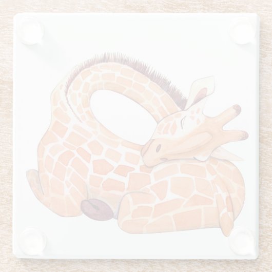 Sleeping Giraffe: Gentle Watercolor Glasuntersetzer (Rückseite)