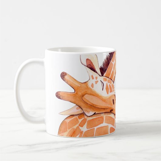 Sleeping Giraffe: Gentle Watercolor Kaffeetasse (Links)