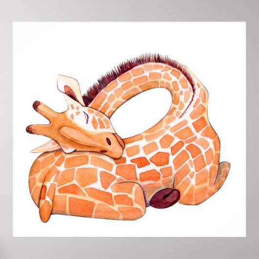 Sleeping Giraffe: Gentle Watercolor Poster (Vorne)